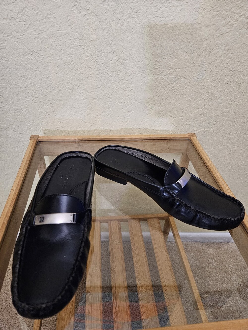 Ralph lauren Black Slip-On Leather Mules Sz 5.5